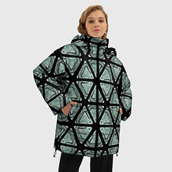 Куртка зимняя женская Глаз в пирамиде как калейдоскоп, цвет: 3D-черный — фото 2