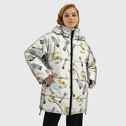 Куртка зимняя женская Стальная броня - буквеный паттерн, цвет: 3D-черный — фото 2
