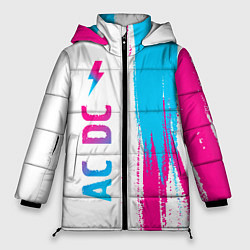 Куртка зимняя женская AC DC neon gradient style по-вертикали, цвет: 3D-черный