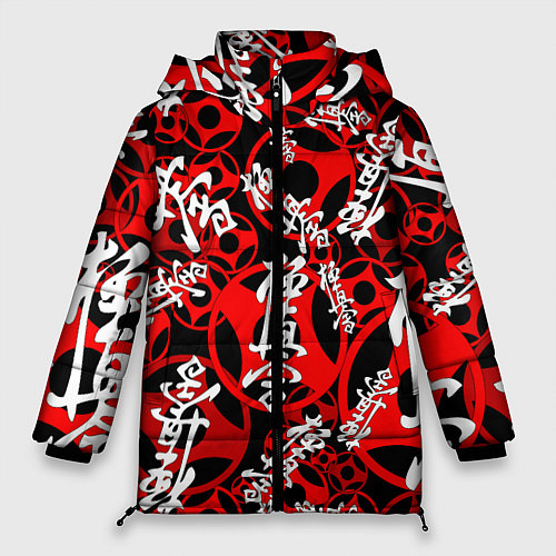 Женская зимняя куртка Карате киокушинкай лого паттерн / 3D-Светло-серый – фото 1