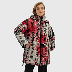 Куртка зимняя женская Японский стиль паттерны, цвет: 3D-красный — фото 2