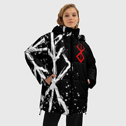 Куртка зимняя женская Знак жертвы из аниме берсерк, цвет: 3D-черный — фото 2