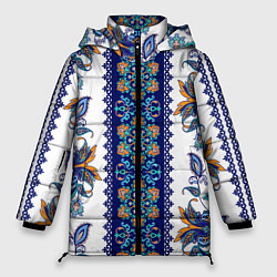 Куртка зимняя женская Цветочный этнический орнамент, цвет: 3D-светло-серый