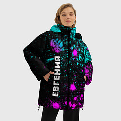 Куртка зимняя женская Евгения и неоновый герб России по-вертикали, цвет: 3D-черный — фото 2