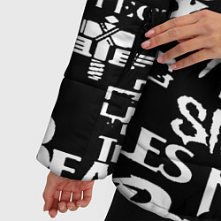 Куртка зимняя женская Логотипы лучших групп черно белый, цвет: 3D-черный — фото 2
