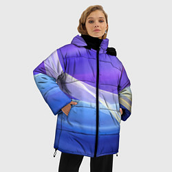 Куртка зимняя женская Фиолетовая и голубая абстракция, цвет: 3D-черный — фото 2