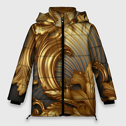 Куртка зимняя женская Золотая текстура и абстракции, цвет: 3D-светло-серый