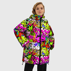Куртка зимняя женская Цветное граффити, цвет: 3D-черный — фото 2