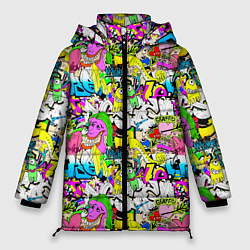 Куртка зимняя женская Цветное граффити, цвет: 3D-черный