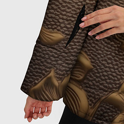 Куртка зимняя женская Золотые объемные узоры абстракт, цвет: 3D-светло-серый — фото 2