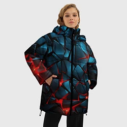 Куртка зимняя женская Синие плиты с красным разломом, цвет: 3D-светло-серый — фото 2