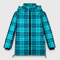 Куртка зимняя женская Шотландский неоновый голубой, цвет: 3D-черный