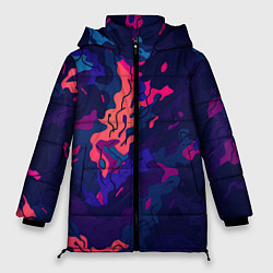 Куртка зимняя женская Яркая абстракция в стиле камуфляжа, цвет: 3D-красный