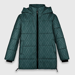 Куртка зимняя женская Зелёный геометричные линии, цвет: 3D-черный