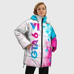 Куртка зимняя женская GTA 6 neon gradient style по-вертикали, цвет: 3D-черный — фото 2