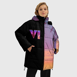 Куртка зимняя женская GTA 6 пальмы, цвет: 3D-светло-серый — фото 2