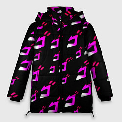 Куртка зимняя женская JoJos Bizarre neon pattern logo, цвет: 3D-черный
