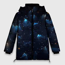 Куртка зимняя женская Синяя геометрическая абстракция, цвет: 3D-светло-серый