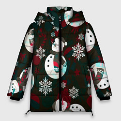 Куртка зимняя женская Снеговики узоры, цвет: 3D-черный