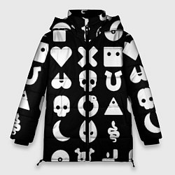 Куртка зимняя женская Любовь смерть и роботы паттерн, цвет: 3D-светло-серый