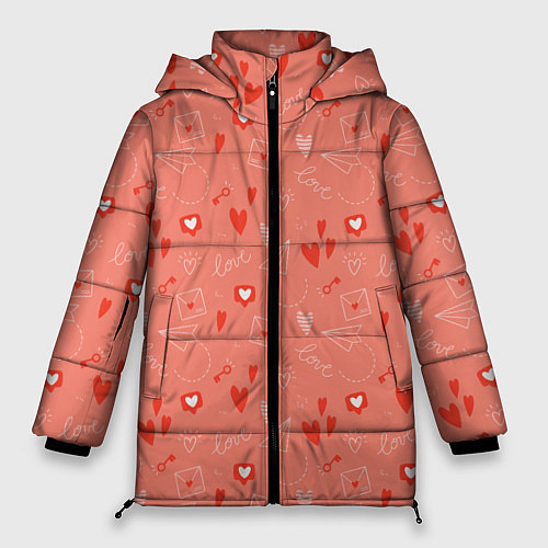 Женская зимняя куртка Love heart message pattern / 3D-Светло-серый – фото 1