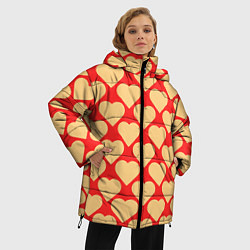 Куртка зимняя женская Охристые сердца, цвет: 3D-красный — фото 2