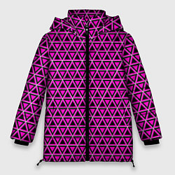 Куртка зимняя женская Розовые и чёрные треугольники, цвет: 3D-черный