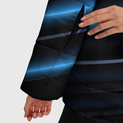 Куртка зимняя женская Синий неоновый яркий свет на черном абстрактном фо, цвет: 3D-черный — фото 2