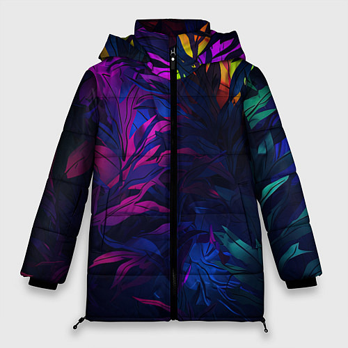 Женская зимняя куртка Абстрактный камуфляж в кислотных абстрактных пятна / 3D-Светло-серый – фото 1