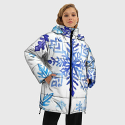 Куртка зимняя женская Снежинки падают, цвет: 3D-черный — фото 2