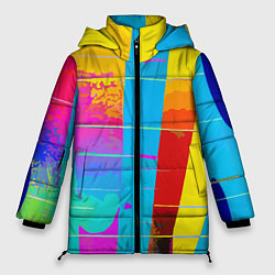 Куртка зимняя женская Цветная абстракция - поп арт, цвет: 3D-черный