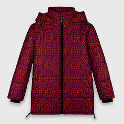 Куртка зимняя женская Витражный паттерн оттенков красного, цвет: 3D-светло-серый