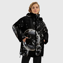Куртка зимняя женская Пузыри на черном, цвет: 3D-светло-серый — фото 2