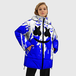 Куртка зимняя женская Marshmello dj blue pattern music band, цвет: 3D-светло-серый — фото 2