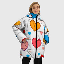 Куртка зимняя женская Сердца сердечки, цвет: 3D-светло-серый — фото 2