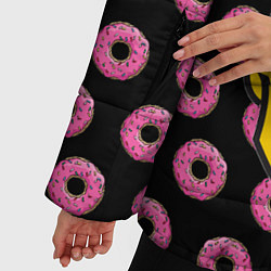 Куртка зимняя женская Барт Симпсон на фоне пончиков, цвет: 3D-черный — фото 2