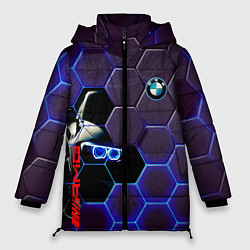 Куртка зимняя женская BMW неоновые соты, цвет: 3D-черный
