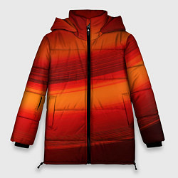 Куртка зимняя женская Красная изогнутая абстракция, цвет: 3D-красный