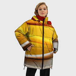 Куртка зимняя женская Желтая абстракция с оранжевой волной, цвет: 3D-светло-серый — фото 2