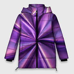 Куртка зимняя женская Металлический фиолетовый атлас ткань, цвет: 3D-черный