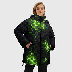 Куртка зимняя женская Неоновый зеленый, цвет: 3D-светло-серый — фото 2