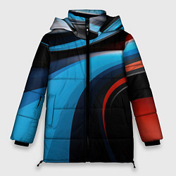 Куртка зимняя женская Черные и синии волны спортивный стиль, цвет: 3D-светло-серый