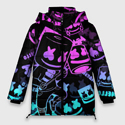 Куртка зимняя женская Marshmello neon pattern, цвет: 3D-черный
