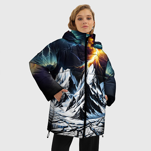 Женская зимняя куртка Молнии и горы / 3D-Светло-серый – фото 3