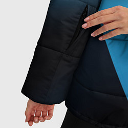 Куртка зимняя женская Черная и синяя абстракция в виде волн, цвет: 3D-светло-серый — фото 2