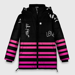 Куртка зимняя женская Lil Peep розовые полосы, цвет: 3D-красный