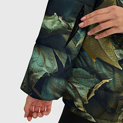 Куртка зимняя женская Реалистичный камуфляж из листьев, цвет: 3D-черный — фото 2