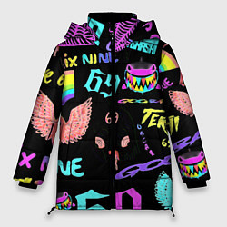 Куртка зимняя женская 6ix9ine logo rap bend, цвет: 3D-красный