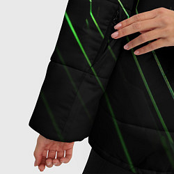 Куртка зимняя женская Металл и зеленый яркий неоновый свет, цвет: 3D-черный — фото 2
