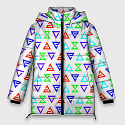 Куртка зимняя женская Ведьмак логотипы паттерн, цвет: 3D-светло-серый